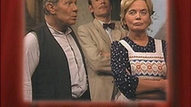 Das DVD-Cover des Ohnsorg-Theaters für „Für die Katz“ zeigt drei Schauspieler vor rotem Vorhang.