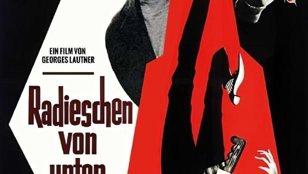 Das Filmplakat für „Radieschen von unten“ mit Louis de Funès.