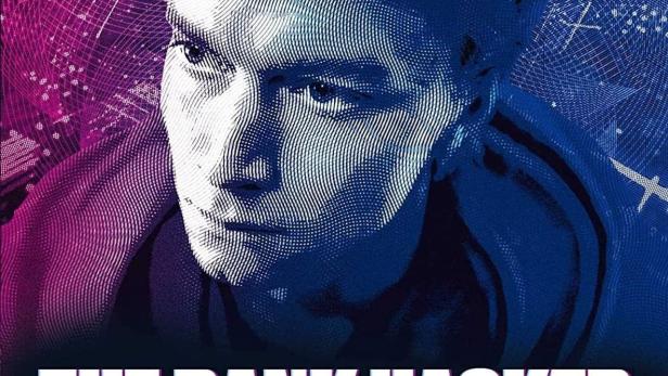 Das stilisierte Filmplakat für „The Bank Hacker“ zeigt das Gesicht eines jungen Mannes vor einem digitalen Hintergrund.