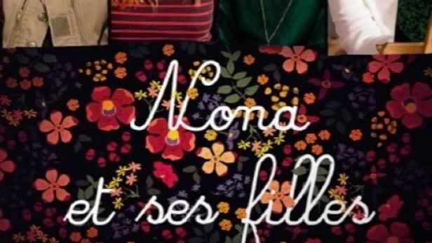 Das Poster für die Serie „Mona et ses filles“ zeigt vier Frauen vor einem floralen Hintergrund.