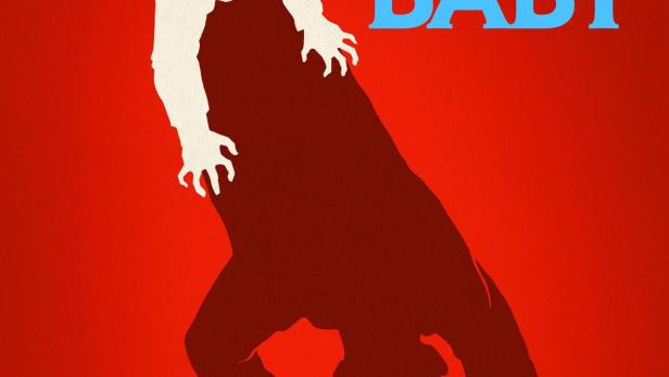 Das Filmplakat für „The Baby“ zeigt eine Silhouette eines Mannes, auf dem ein Baby liegt.