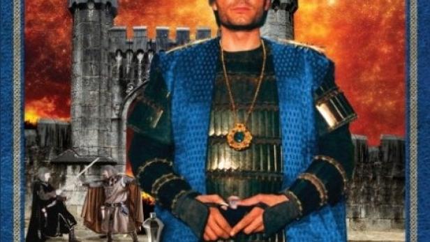 Das Cover des Films „Charlemagne“ zeigt einen gekrönten Mann vor einer Burg.
