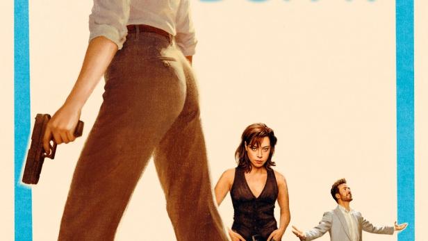 Das Filmplakat zu „Honey Don't!“ zeigt drei Personen und ein Auto.