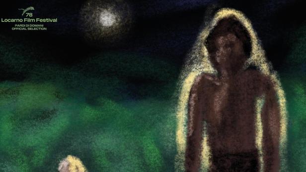 Das Filmplakat für „Plancton“ zeigt zwei verschwommene Figuren im Mondlicht.