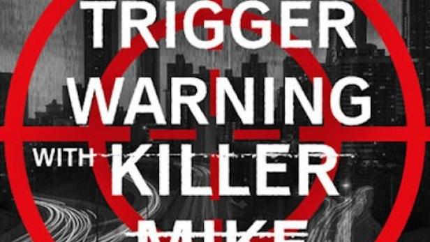 Das Netflix-Poster für „Trigger Warning with Killer Mike“ zeigt ein rotes Fadenkreuz vor einer Stadtsilhouette.