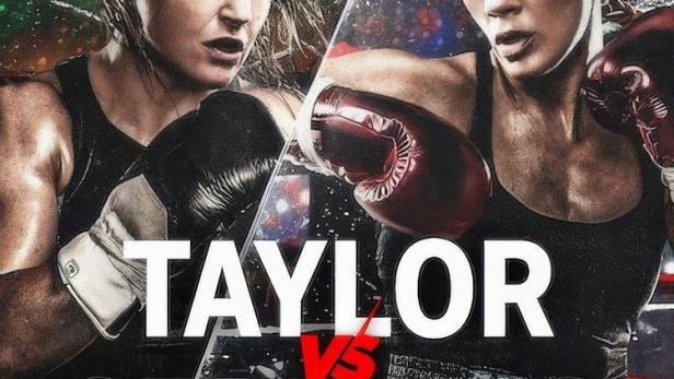 Das Filmplakat für „Taylor vs. Serrano“ zeigt zwei Boxerinnen im Ring.