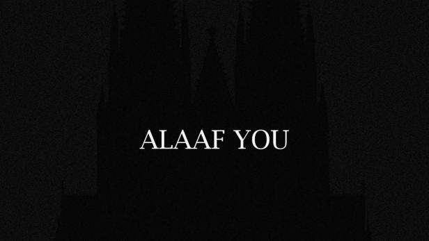 Silhouette des Kölner Doms mit dem Schriftzug „Alaaf You“ und „Kölsche Film“.