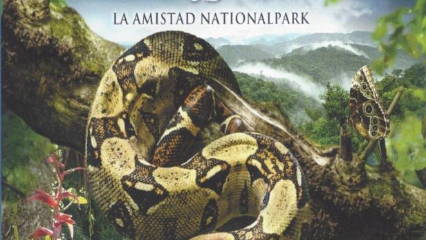 Das Cover der 3D-Blu-ray „Weltnaturerbe Panama“ mit einer Schlange im Nationalpark La Amistad.