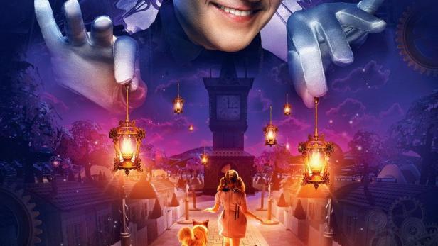 Das Filmplakat für „Strana Khoroshikh Detochek“ zeigt eine fantastische Welt mit einem jungen Mann im oberen Bereich.