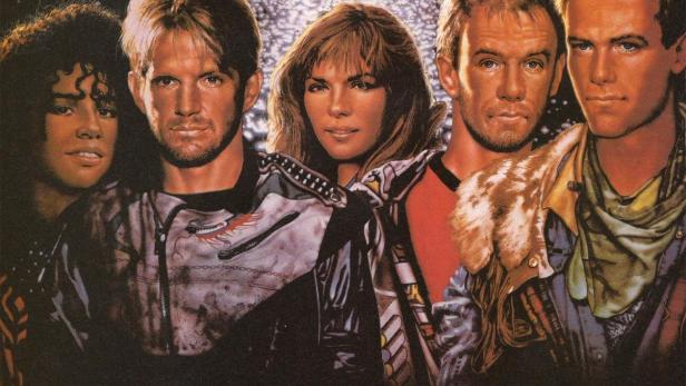 Das Filmplakat für „City Limits“ zeigt eine Gruppe junger Leute und Motorräder im Hintergrund.