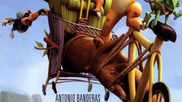 Das animierte Filmplakat für „Schlau wie ein Luchs“ zeigt eine abenteuerliche Fahrt mit verschiedenen Tieren.