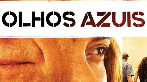 Das Filmplakat für „Olhos Azuis“ zeigt Nahaufnahmen von Gesichtern.