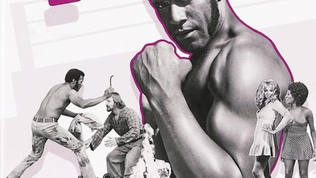 Das Filmplakat für „Hammer“ zeigt einen muskulösen Mann, Autokämpfe und zwei Frauen.