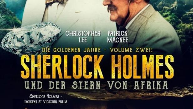 Das Filmplakat für „Sherlock Holmes und der Stern von Afrika“ mit Christopher Lee und Patrick Macnee.