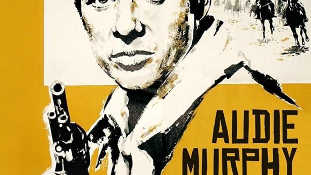 Das Filmplakat für „Aufstand in Arizona“ zeigt Audie Murphy mit einem Revolver.