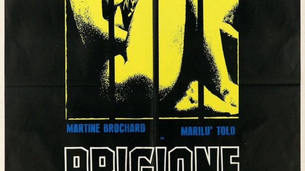 Das Filmplakat für „Prigione di donne“ zeigt stilisierte Frauenfiguren hinter Gittern.