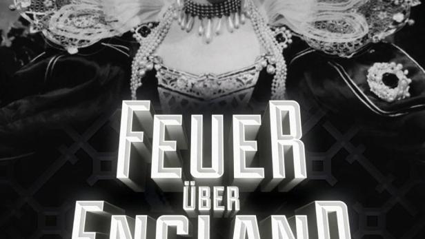 Das Filmplakat für „Feuer über England“ zeigt Flora Robson als Elisabeth I..