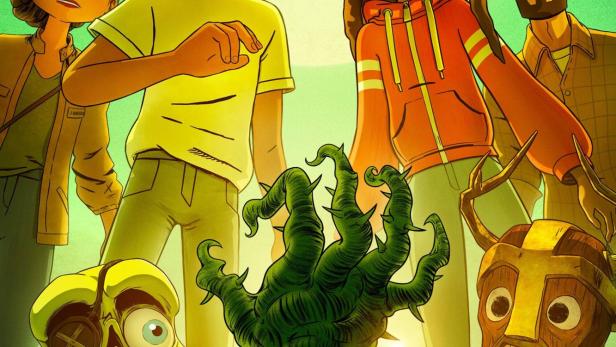 Das animierte Filmplakat für „Verflixte Flüche!“ zeigt eine Gruppe von Kindern und verfluchte Kreaturen.