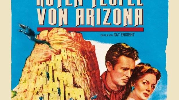 Das Filmplakat für „Die roten Teufel von Arizona“ zeigt eine Westernszene.