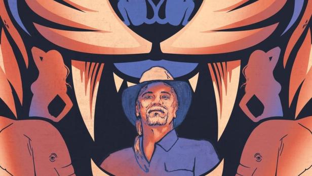 Das Poster für „Tiger King: Doc Antles Geschichte“ zeigt einen Mann im Tigermaul.