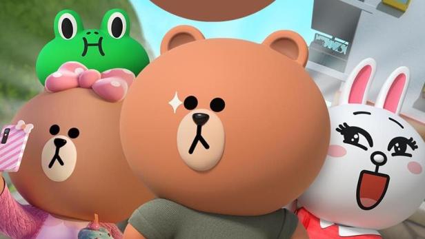 Die „Brown and Friends“-Charaktere posieren für ein Gruppenfoto.