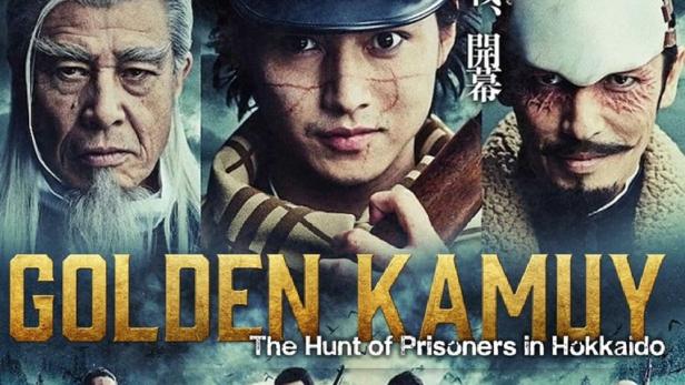 Das Filmplakat für „Golden Kamuy: The Hunt of Prisoners in Hokkaido“ zeigt eine Gruppe von Personen.