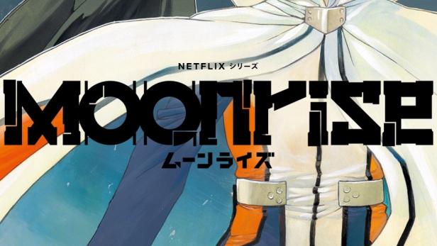 Das Cover von „Moonrise“, einer Netflix-Serie, zeigt zwei Charaktere vor einem Mond.