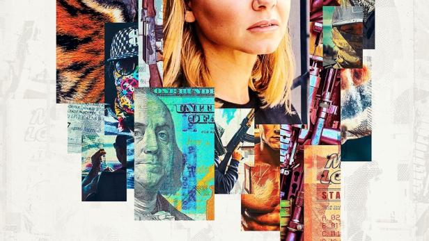 Das Poster für „Schwarzmärkte hautnah“ mit Mariana van Zeller zeigt eine Collage aus verschiedenen Schwarzmarkt-Themen.