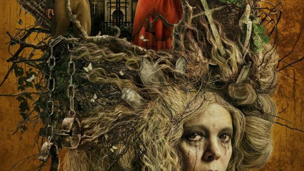 Das Poster für „Große Erwartungen“ zeigt eine Frau mit einem Schlüssel und zwei Personen vor einer Uhr.