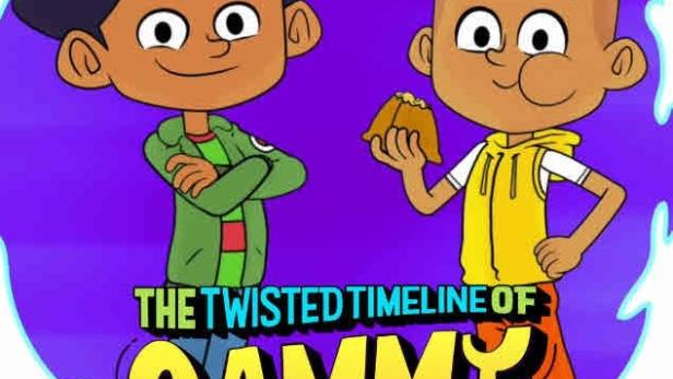 Das Poster für die Nickelodeon-Serie „The Twisted Timeline of Sammy & Raj“.