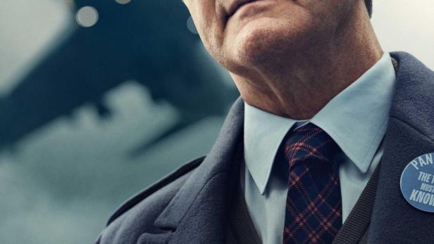 Das Filmplakat für „Lockerbie: A Search for Truth“ zeigt Colin Firth vor einem Flugzeug.