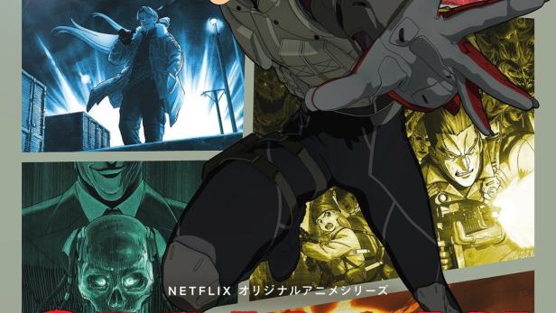Das Cover für die Netflix-Animeserie „Spriggan“ zeigt den Protagonisten in Aktion.