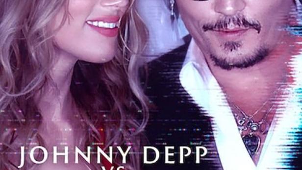 Ein verschwommenes Bild von Amber Heard und Johnny Depp nebeneinander.