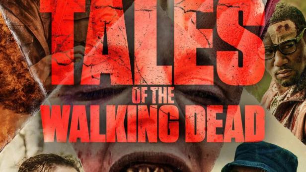 Das Filmplakat für „Tales of the Walking Dead“ zeigt eine Collage von Charakteren und einem Zombie.
