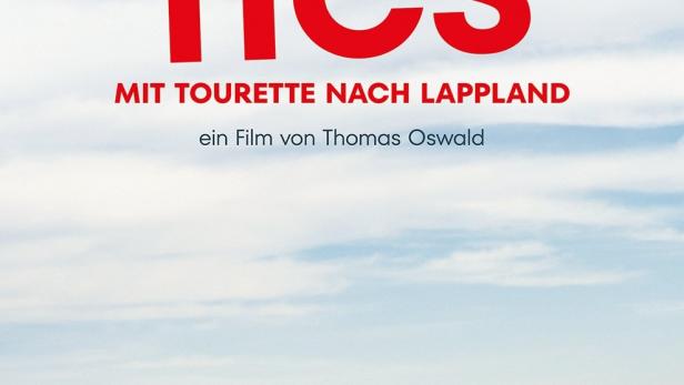 Das Filmplakat zu „Tics – Mit Tourette nach Lappland“ zeigt drei Personen auf einem Felsen in Lappland.