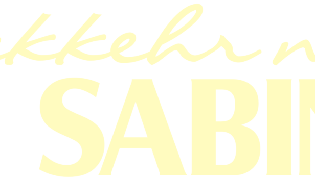 Der Schriftzug „Rückkehr nach Las Sabinas“ in gelber Schrift auf schwarzem Hintergrund.