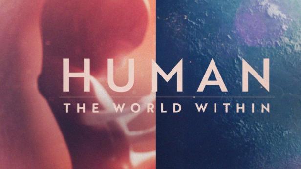 Das Poster für die Dokumentarserie „Human: The World Within“ zeigt einen Fötus und die Erde.