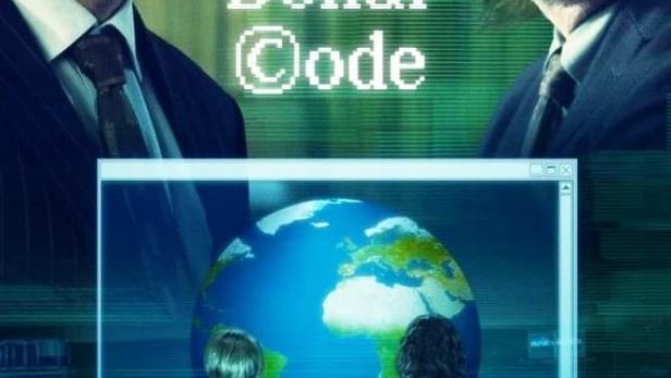 Das Filmplakat für „The Billion Dollar Code“ zeigt zwei Männer und eine digitale Weltkugel.
