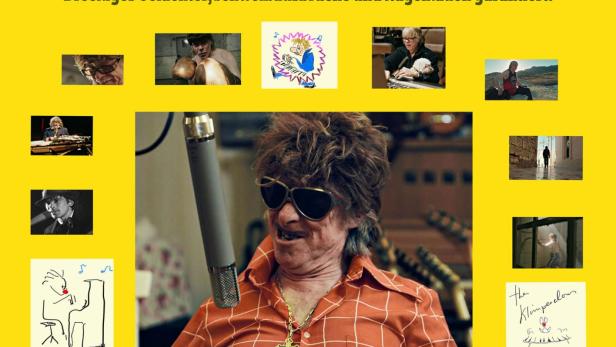 Das Filmplakat für „The Klimperclown“ mit Helge Schneider im Vordergrund.