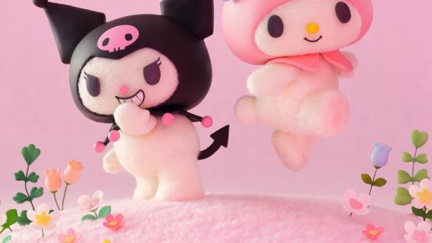 My Melody und Kuromi, zwei Sanrio-Figuren, auf einem Werbeplakat für eine Netflix-Serie.