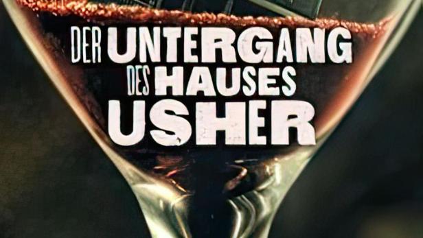Ein Haus liegt in einer Sanduhr, Titel: „Der Untergang des Hauses Usher“.