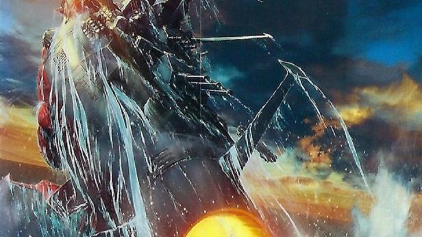 Das Raumschiff Yamato im Kampf in „Star Blazers 2202“.