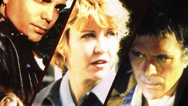 Das Filmplakat für „Against the Law“ zeigt mehrere Schauspieler in verschiedenen Szenen.