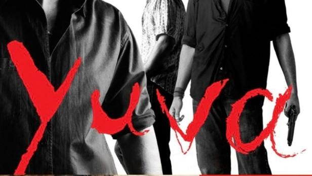 Das Filmplakat für „Yuva“ zeigt drei Männer und ein Paar.