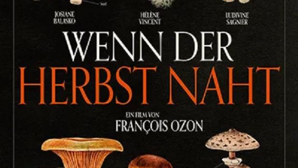 Das Plakat für den Film „Wenn der Herbst naht“ mit verschiedenen Pilzillustrationen.
