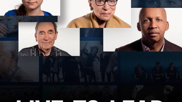 Das Cover von „Live to Lead“, präsentiert von dem Herzog und der Herzogin von Sussex, zeigt Porträts verschiedener Führungspersönlichkeiten.