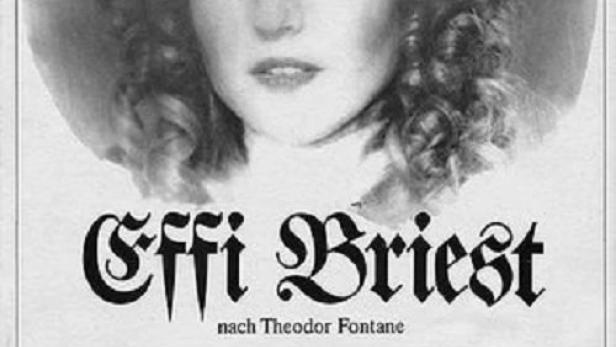 Ein Schwarzweiß-Poster für den Film „Effi Briest“ nach Theodor Fontane mit Hanna Schygulla.