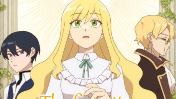 Cover-Illustration für „The Forgotten Princess Just Wants Peace“ mit drei Charakteren vor einem Torbogen.