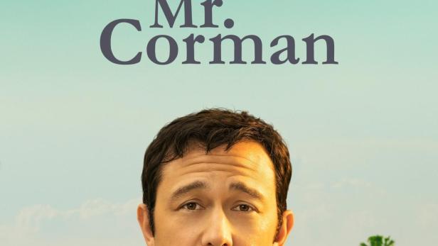 Das Filmplakat für „Mr. Corman“ zeigt Joseph Gordon-Levitt vor einem sonnigen Himmel und einer Ampel.