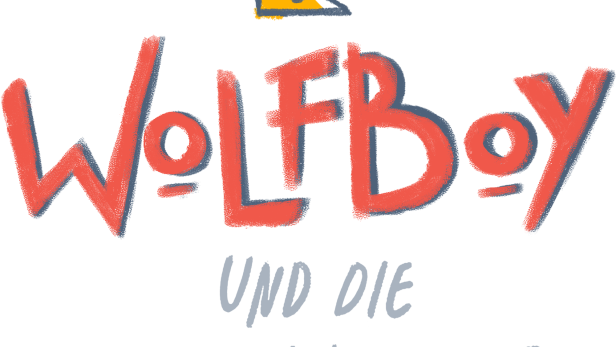 Das Logo für „Wolfboy und die Einfach-Alles-Fabrik“ mit einer Krone darüber.